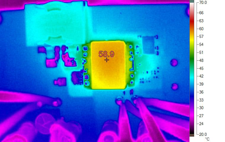 Thermal Image at 48Vin, 24V @ 2.5A Output, Without Forced Air (Top Side)