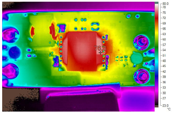 Thermal Image at 12Vin to 54V @ 3A Without Forced Air (Top Side)
