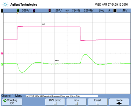 Figure 4 1.3A to 2.6A Load Transients at 36Vin, 50Vout