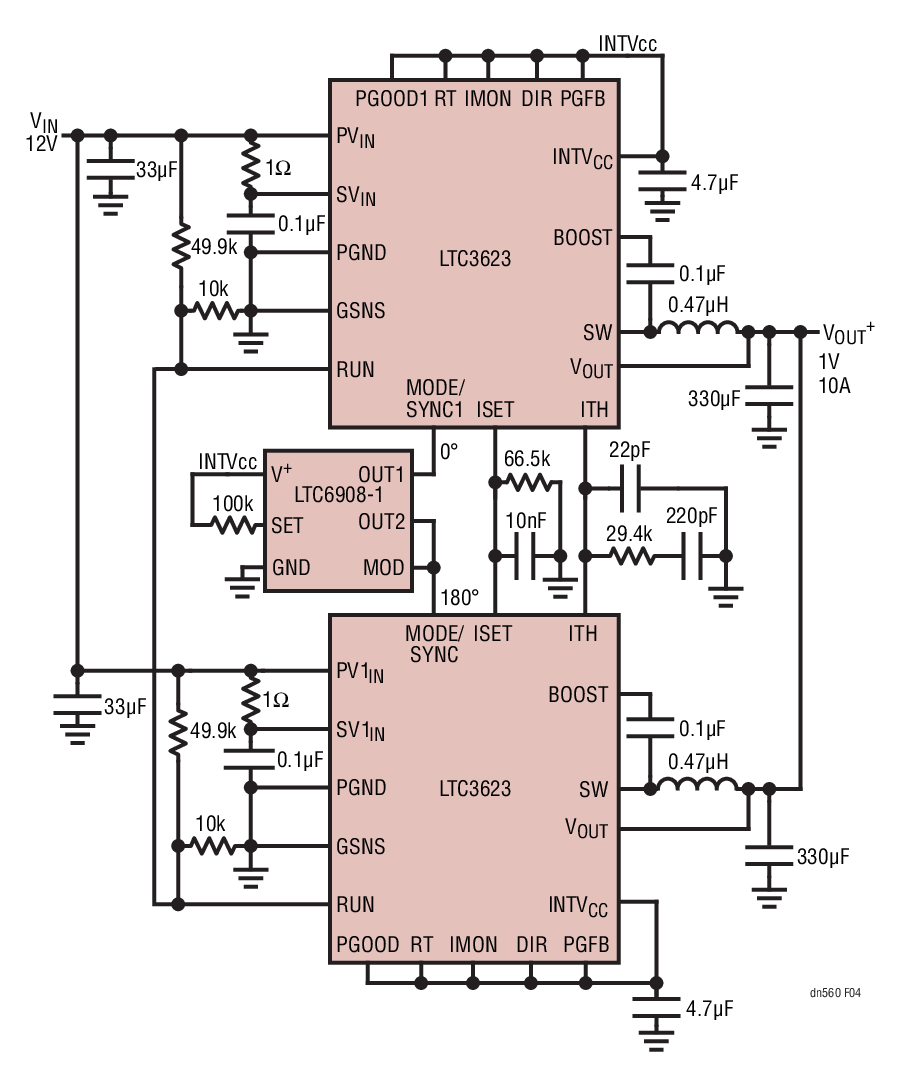 Figure 4. 12V to 1V at ±10A 2-Phase Buck Converter