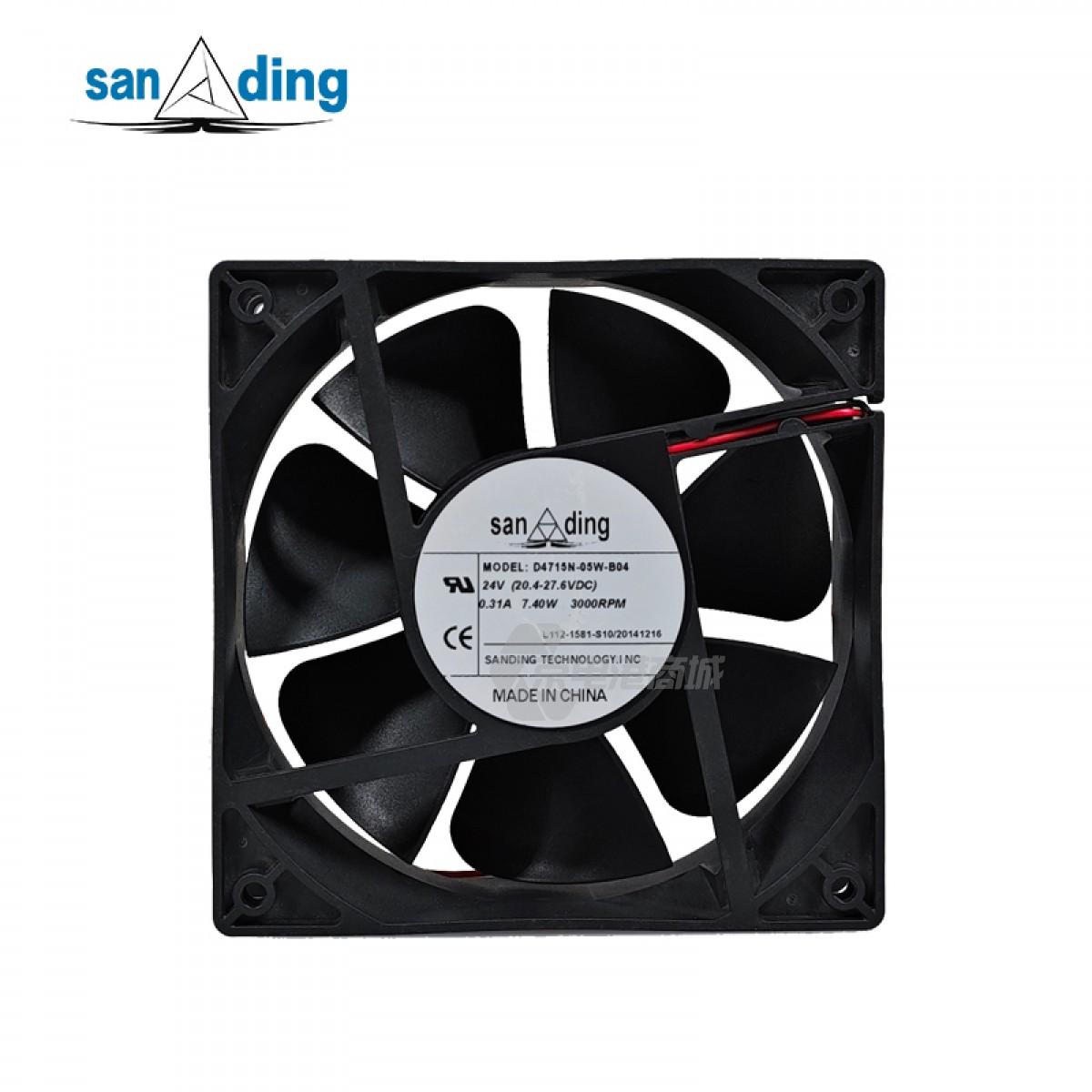 sanding D4715N-07W-B03 48VDC 0.12A 5.76W 2700rpm 101.5CFM 120x120x38mm 2-wire DC axial fan
