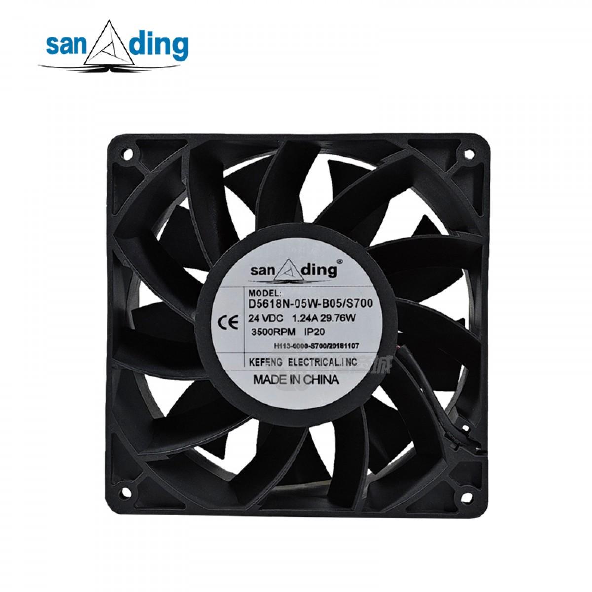 sanding D5618N-05W-B05 24VDC 0.3A 29.76W 3500rpm 330CFM 140x140x50mm 2-wire DC axial fan