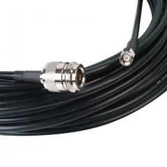 Siretta ASMN 系列 10m 黑色 公 SMA 至 母 N 型 50 Ω RF LLC200A 同轴电缆组件 ASMN1000A058L13, 镀锡铜编织物屏蔽