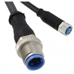 TE Connectivity 1-2273111-4 IP65, IP67 M8 插座 至 M12 插头 4 芯 电缆组件, 4 A 30 V 交流/直流 0.25 mm², 22 AWG