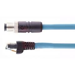 Alpha Wire DR04QR117 TL 357 IP20, IP68 直向公 M12 至 直向公 RJ45 4 芯 电缆组件, 1.6 A 30 V 交流、42 V 直流, 24 AWG