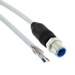 TE Connectivity 2273044-1 IP65, IP67 M12 插头 至 无终端接头 4 芯 电缆组件, 4 A 60 V 交流/直流 0.34 mm², 22 AWG