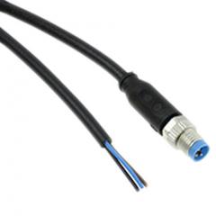 TE Connectivity 2273000-1 IP65 M8 插头 至 无终端接头 3 芯 电缆组件, 4 A 60 V 交流/直流 0.25 mm², 22 AWG