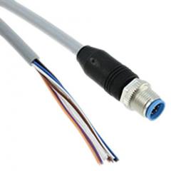 TE Connectivity 2273040-1 IP65, IP67 M12 插头 至 无终端接头 8 芯 电缆组件, 2 A 30 V 交流/直流 0.25 mm², 24 AWG