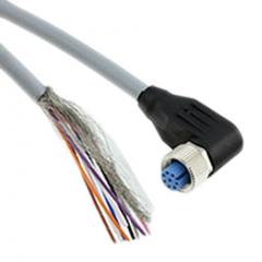 TE Connectivity 2273103-1 IP65, IP67 M12 插座 至 无终端接头 8 芯 电缆组件, 2 A 30 V 交流/直流 0.25 mm², 24 AWG
