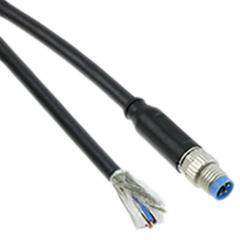 TE Connectivity 2273006-1 IP65, IP67 M8 插头 至 无终端接头 4 芯 电缆组件, 4 A 30 V 交流/直流 0.34 mm², 22 AWG