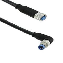 TE Connectivity 2273126-4 IP65, IP67 M12 插座 至 M12 插头 4 芯 电缆组件, 4 A 24 V 直流 0.34 mm², 22 AWG