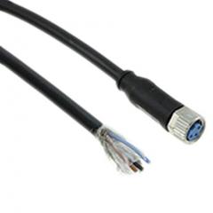 TE Connectivity 2273005-1 IP65, IP67 M8 插座 至 无终端接头 3 芯 电缆组件, 4 A 60 V 交流/直流 0.34 mm², 22 AWG