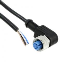 TE Connectivity 1-2273083-1 IP65, IP67 直角 M12 插座 至 无终端接头 4 芯 电缆组件, 4 A 24 V 交流/直流 0.34 mm², 22 AWG