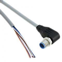 TE Connectivity 2273094-1 IP65, IP67 M12 插头 至 无终端接头 8 芯 电缆组件, 2 A 30 V 交流/直流 0.25 mm², 24 AWG