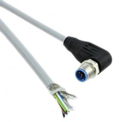 TE Connectivity 1-2273100-1 IP65, IP67 直角 M12 插头 至 无终端接头 5 芯 电缆组件, 4 A 60 V 交流/直流 0.34 mm², 22 AWG