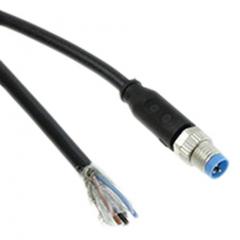 TE Connectivity 2273004-1 IP65, IP67 M8 插头 至 无终端接头 3 芯 电缆组件, 4 A 60 V 交流/直流 0.34 mm², 22 AWG