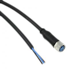 TE Connectivity 1-2273001-1 IP65, IP67 M8 插座 至 无终端接头 3 芯 电缆组件, 4 A 60 V 交流/直流 0.25 mm², 22 AWG