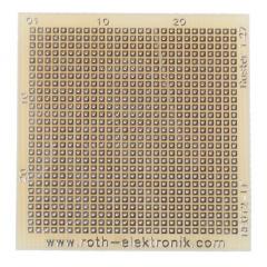 Roth Elektronik RE012-LF 单面 矩阵板, FR4, 27 x 27孔, 0.45mm孔直径, 1.27 x 1.27mm孔间距, 39.37 x 38.1 x 1.5mm