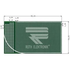 Roth Elektronik RE943-S2 试验电路板, 可焊接试验电路板，带适配电路板, 46.99 x 27.3 x 1.5mm