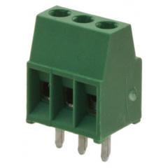 TE Connectivity Buchanan 系列 2.54mm 节距 3 路 绿色 直 印刷电路板接线端子块 282834-3, 通孔, 笼式弹簧夹、螺钉端接