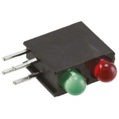 Dialight 553-0212-200F 绿色/红色 直角 LED 指示灯, 60 °视角, 2LED, 2.2 V电源, 通孔安装