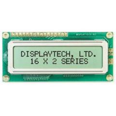 Displaytech 半透反射 字母数字 LCD 单色显示器 162C-BC-BC, LED背光, 2行16个字符