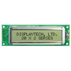 Displaytech 半透反射 字母数字 LCD 单色显示器 202A-FC-BC-3LP, LED背光, 2行20个字符