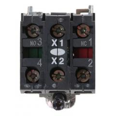 Schneider Electric XB4 系列 接触块和照明块 ZB4BW0B15, 1 常开，1 常闭, 24 V 交流/直流, 白色 LED