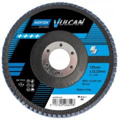 Norton Flap Disc 系列 Vulcan 二氧化锆粒度80 打磨盘 63642502313, 最高速13500rpm, 115mm直径 x 22mm 孔
