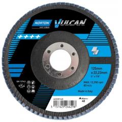 Norton Flap Disc 系列 Vulcan 二氧化锆粒度60 打磨盘 63642502312, 最高速13500rpm, 115mm直径 x 22mm 孔