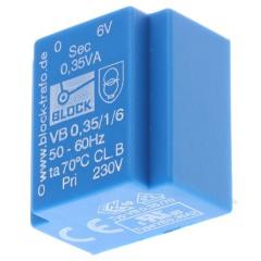 Block 通孔 PCB 变压器 VB 0,35/1/6, 230V ac初级电压, 6V ac次级电压, 0.35VA, 50 - 60 Hz工作范围
