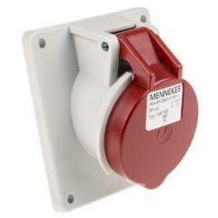 Mennekes 红色 4P 工业电源 20 ° 面板安装 插座 1467, 16A额定电流, 400 V, IP44