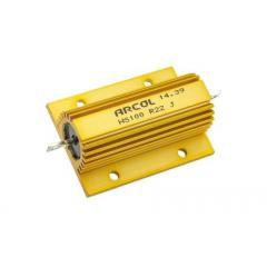 Arcol HS100 系列 HS100 R22 J 100W 220mΩ ±5% 绕线 面板安装固定值电阻器, 轴向接端, 铝壳封装