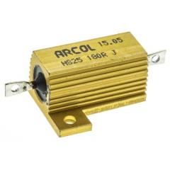 Arcol HS25 系列 HS25 180R J 25W 180Ω ±5% 绕线 面板安装固定值电阻器, 轴向接端, 铝壳封装