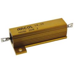 Arcol HS50 系列 HS50 20R J 50W 20Ω ±5% 绕线 面板安装固定值电阻器, 轴向接端, 铝壳封装