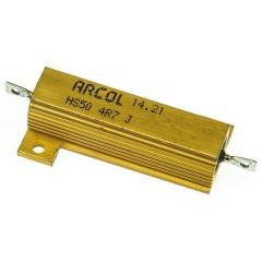 Arcol HS50 系列 HS50 4R7 J 50W 4.7Ω ±5% 绕线 面板安装固定值电阻器, 轴向接端, 铝壳封装