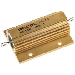 Arcol HS100 系列 HS100 3R3 J 100W 3.3Ω ±5% 绕线 面板安装固定值电阻器, 轴向接端, 铝壳封装