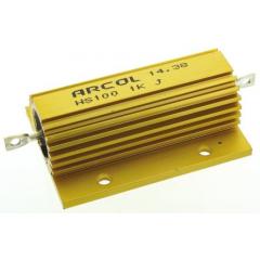 Arcol HS100 系列 HS100 1K J 100W 1kΩ ±5% 绕线 面板安装固定值电阻器, 轴向接端, 铝壳封装