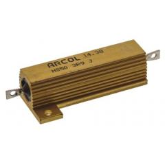 Arcol HS50 系列 HS50 3R9 J 50W 3.9Ω ±5% 绕线 面板安装固定值电阻器, 轴向接端, 铝壳封装