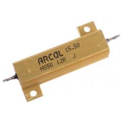 Arcol HS50 系列 HS50 12R J 50W 12Ω ±5% 绕线 面板安装固定值电阻器, 轴向接端, 铝壳封装