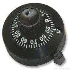 Vishay 黑色 电位计旋钮 18A21B10, 带黑色指示灯, 6.35mm轴, 22.2mm直径旋钮
