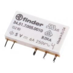 Finder 34.51.7.005.0010 单刀双掷 PCB 安装 非闭锁继电器, 5V dc