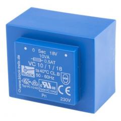 Block 通孔 PCB 变压器 VC 10/1/18, 230V ac初级电压, 18V ac次级电压, 10VA, 50 - 60 Hz工作范围