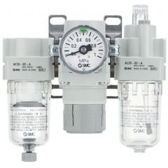 SMC AC 系列 Rc 3/8 过滤减压油雾三联套件 AC30-03D-A, 自动排放, 0.1 - 1Mpa, 5μm过滤尺寸