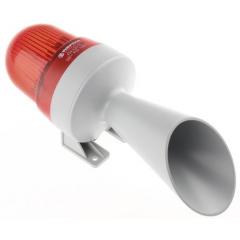 Werma 424 系列 98dB 红色灯罩 静态 LED 喇叭 - 信号灯塔组合 42412075, 喇叭发声, 表面安装