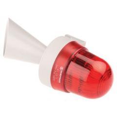 Werma 425 系列 98dB 红色灯罩 闪光 氙 喇叭 - 信号灯塔组合 42512075, 喇叭发声, 表面安装