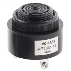Moflash 黑色 面板安装 直流 蜂鸣器 AE20M-12, 直径43 mm, 12 V 直流, 95dB 1m 距离外