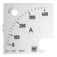 Sifam Tinsley 400A 模拟电流表刻度 SS94-00D1-0001 0/400A, 96mm高 x 96mm宽