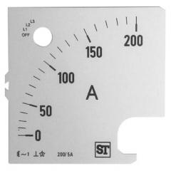 Sifam Tinsley 200A 模拟电流表刻度 SS94-00D1-0001 0/200A, 96mm高 x 96mm宽
