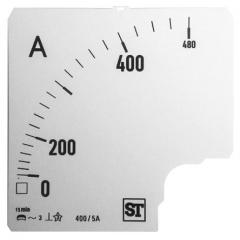 Sifam Tinsley 400A 模拟电流表刻度 BI94-00D1-0001 0/400/480A, 96mm高 x 96mm宽